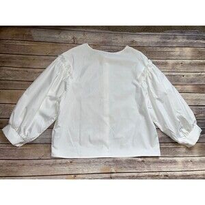 Women's Shein White Button Puff Long Sleeve Shirt Size XL